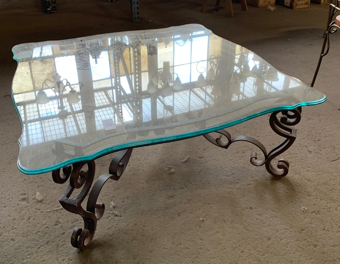 Spanish Style Iron and Glass Coffee Table