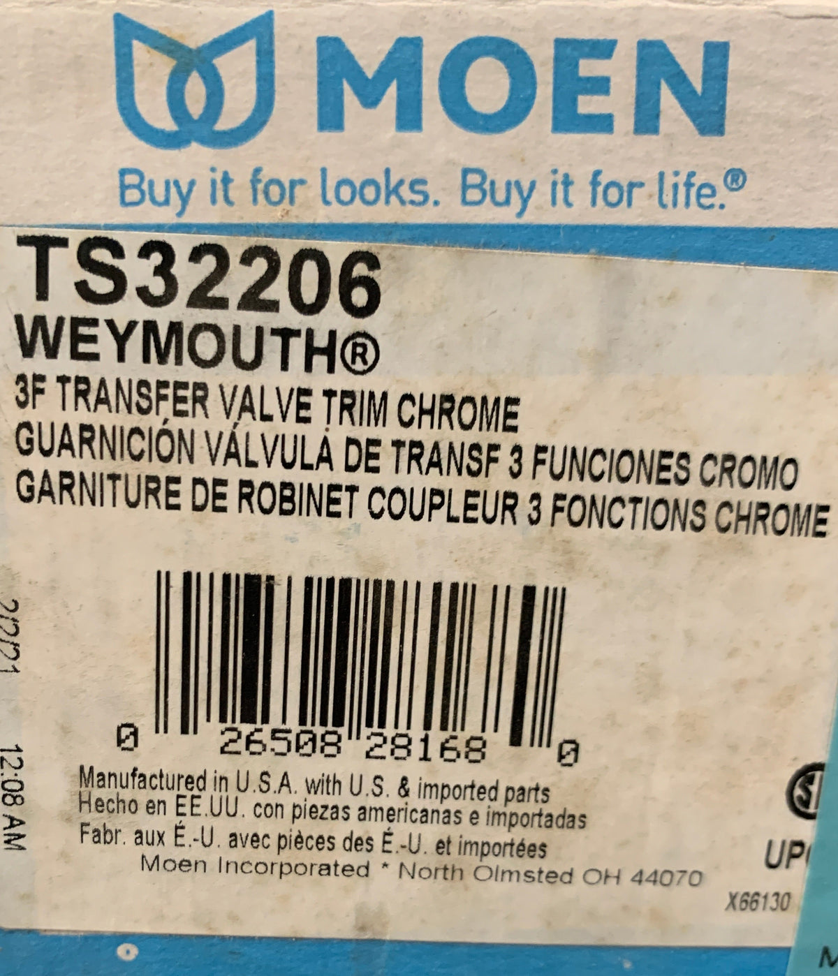 MOEN 3F Transfer Valve Trim (Chrome)