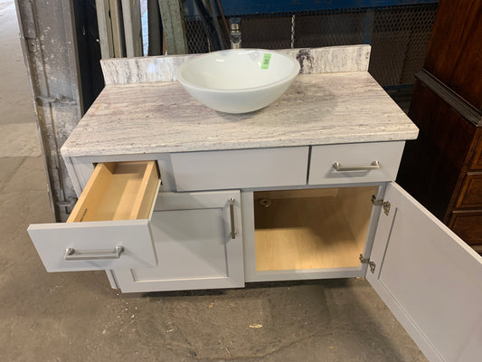 Marble Top Vessel Sink Vanity