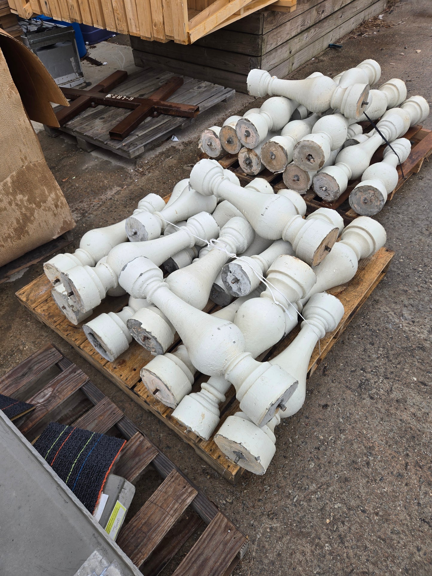 Concrete ballisters. Yard